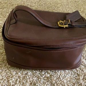 Vintage Coach leather brown toiletry make-up bag